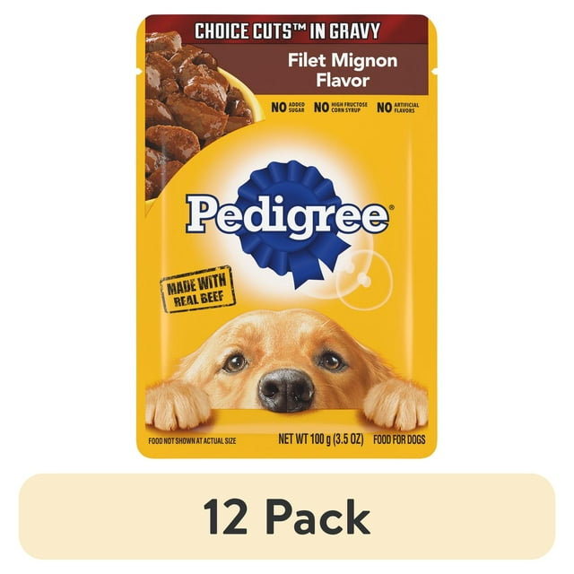 (12 pack) Pedigree Choice Cuts In Gravy Filet Mignon Wet Dog Food, 3.5 Oz Pouches