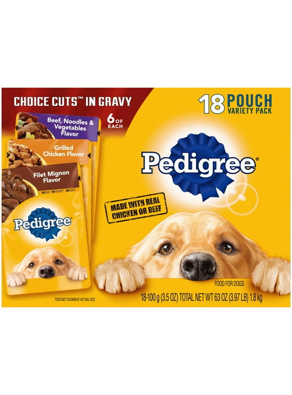 Pedigree Choice Cuts in Gravy Wet Dog Food Variety Pack, 3.5 oz Pouches (18 Pack)