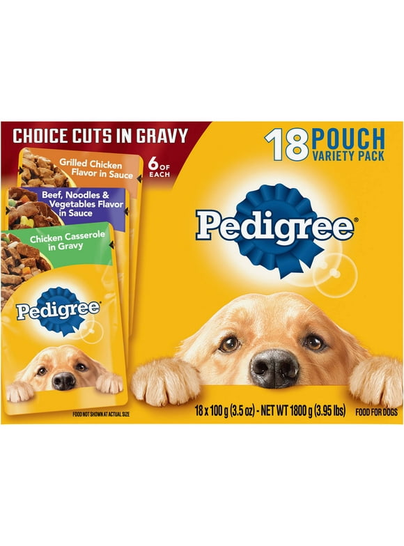 Pedigree Choice Cuts in Gravy Wet Dog Food Variety Pack, 3.5 oz Pouches (18 Pack)