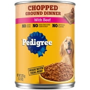 Pedigree Chopped Ground Dinner With Beef Adult Canned Soft Wet Dog Food, 13.2 Oz. Can
