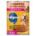 thumbnail image 1 of Pedigree Chopped Ground Dinner With Beef Adult Soft Wet Dog Food, (12) 13.2 oz Cans, 1 of 11