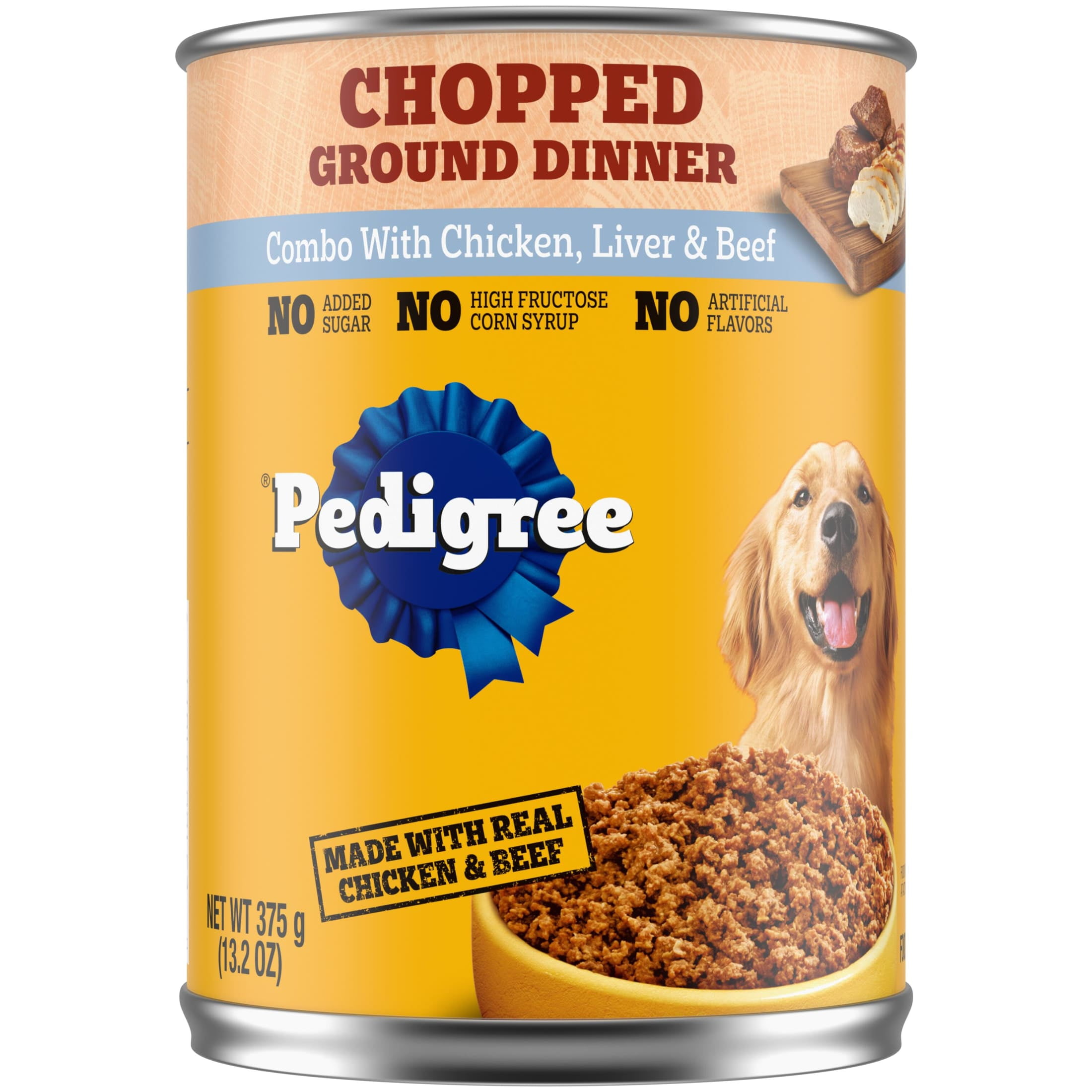 Pedigree Chopped Ground Dinner Chicken Liver & Beef Adult Soft Wet Dog Food 13.2 Oz. Cans 12 Pack