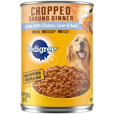 Pedigree Chopped Ground Dinner Chicken Liver and Beef Wet Dog Food, 22 oz Can