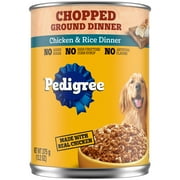 Pedigree Chopped Ground Dinner Chicken & Rice Dinner Adult Soft Wet Dog Food, 13.2 Oz. Can