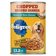 Pedigree Chopped Ground Dinner Chicken & Rice Dinner Adult Soft Wet Dog Food, (12) 13.2 oz Cans