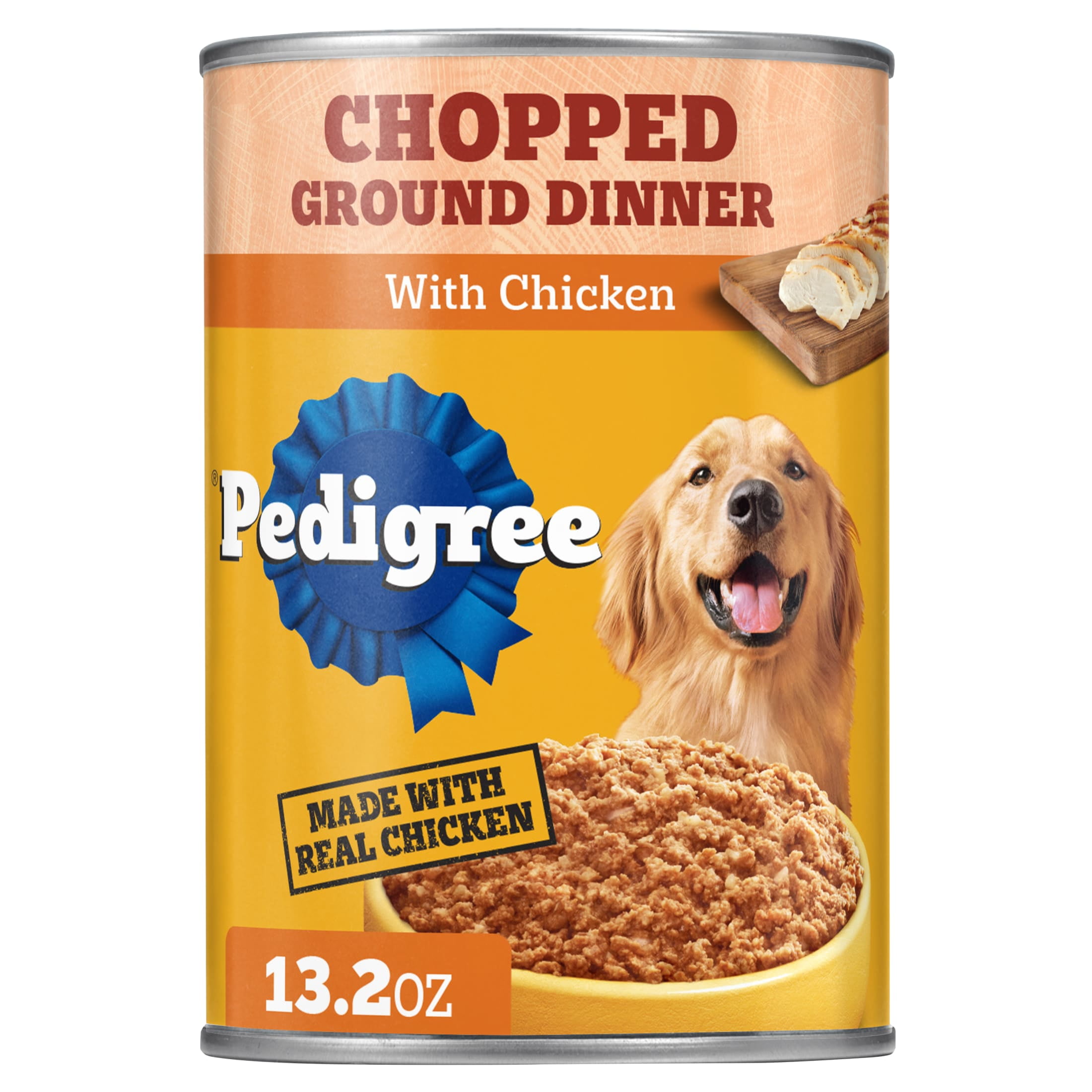 Pedigree Chopped Ground Dinner Wet Dog Food With Chicken, Canned Dog Food, 13.2 oz. Cans, 12 Count