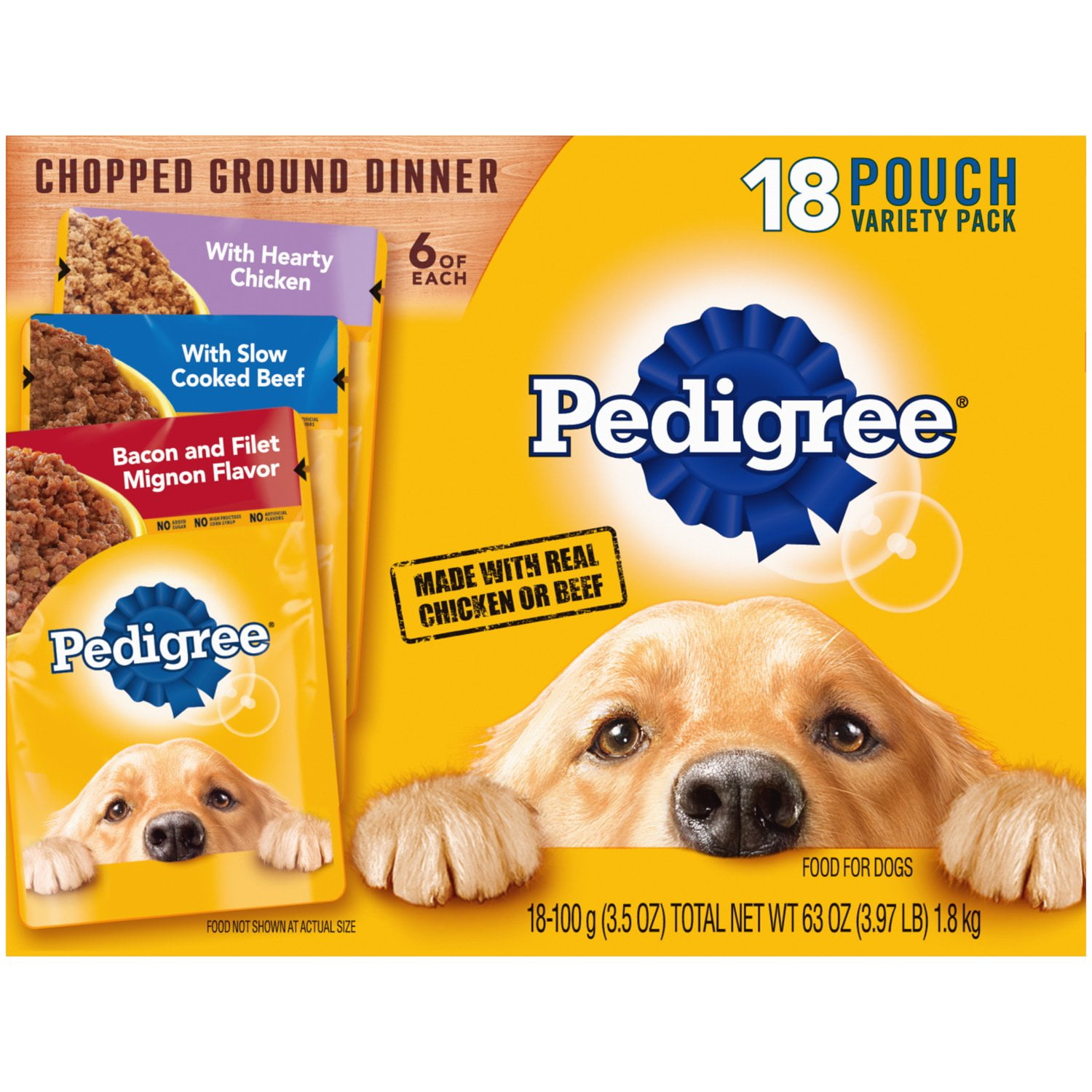 Pedigree Chopped Ground Dinner Wet Dog Food Variety Pack 3.5 oz