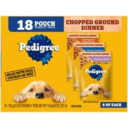 Pedigree Chopped Ground Dinner Adult Wet Dog Food Cheese Variety Pack, 3.5 Oz. Pouches (18 Pack)