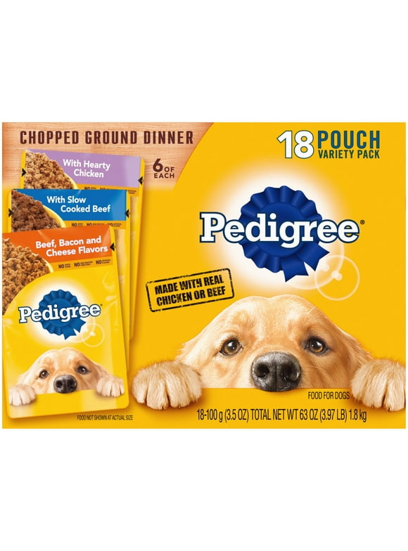 PEDIGREE  Wet Dog Food for Adult Dog Variety Pack, (18) 3.5 oz Pouches