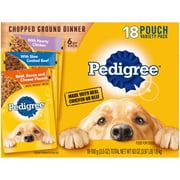 Pedigree Chopped Ground Dinner Wet Dog Food Variety Pack, 3.5 oz Pouches (18 Pack)