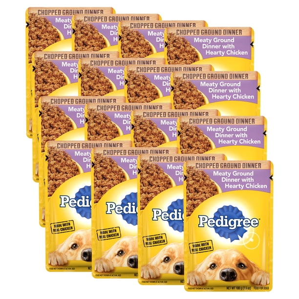 (16 pack) Pedigree Chopped Ground Dinner Wet Dog Food for Adult Dog