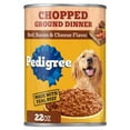 thumbnail image 1 of Pedigree Chopped Ground Dinner Beef Bacon & Cheese Flavor Adult Wet Dog Food, (12) 22 oz Cans, 1 of 12