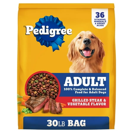 Pedigree Complete Nutrition Adult Dry Dog Food, Grilled Steak & Vegetable Flavor, 30 lb. Bag
