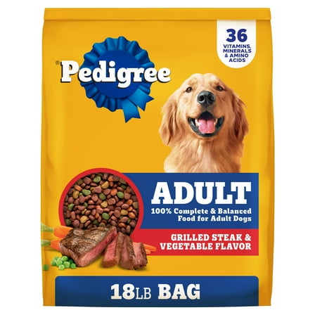 Pedigree Complete Nutrition Adult Dry Dog Food, Grilled Steak & Vegetable Flavor, 18 lb. Bag