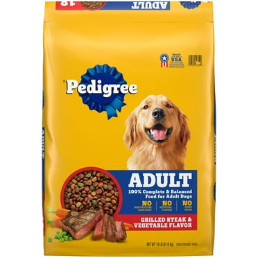 Pedigree Complete Nutrition Grilled Steak & Vegetable Dry Dog Food For Adult Dog, 18 Lb Bag