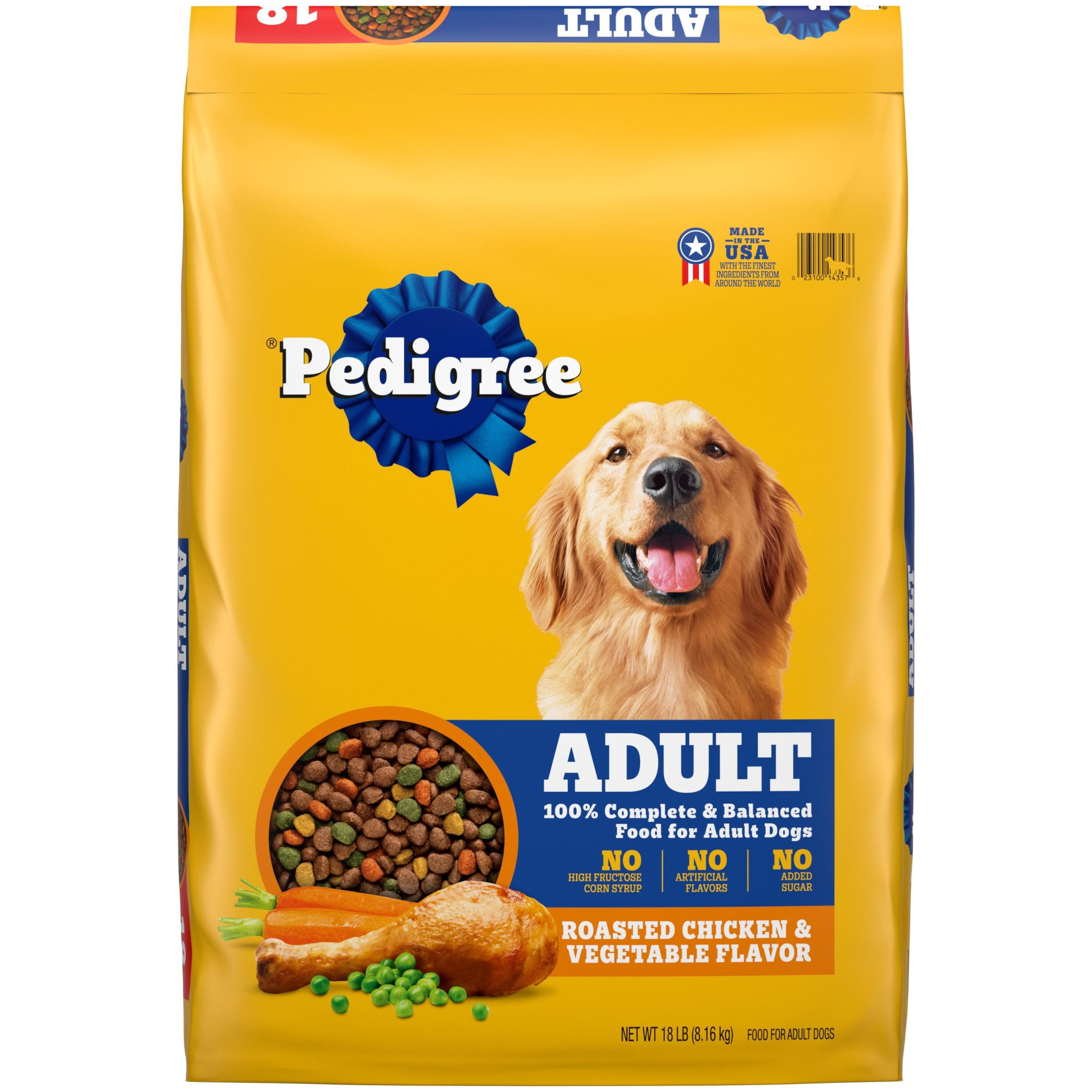 Pedigree Adult Roasted Chicken & Vegetable Flavor Dry Dog Food, 18 lbs