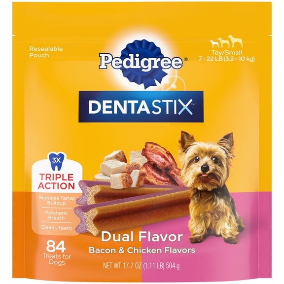 Pedigree Dentastix Bacon & Chicken Flavor Small Breed Treats For Dogs, 17.7 Oz Bag