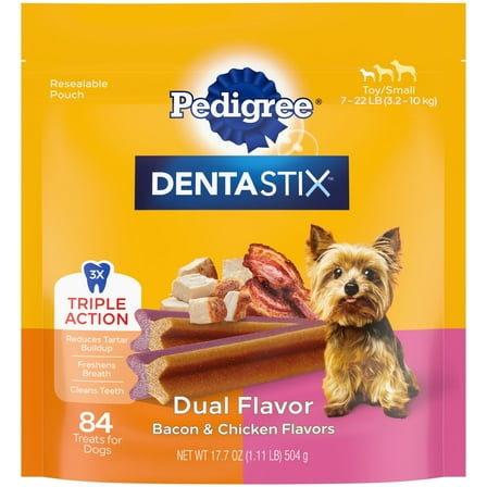 Pedigree Dentastix Bacon & Chicken Flavor Small Breed Treats For Dogs, 17.7 Oz Bag