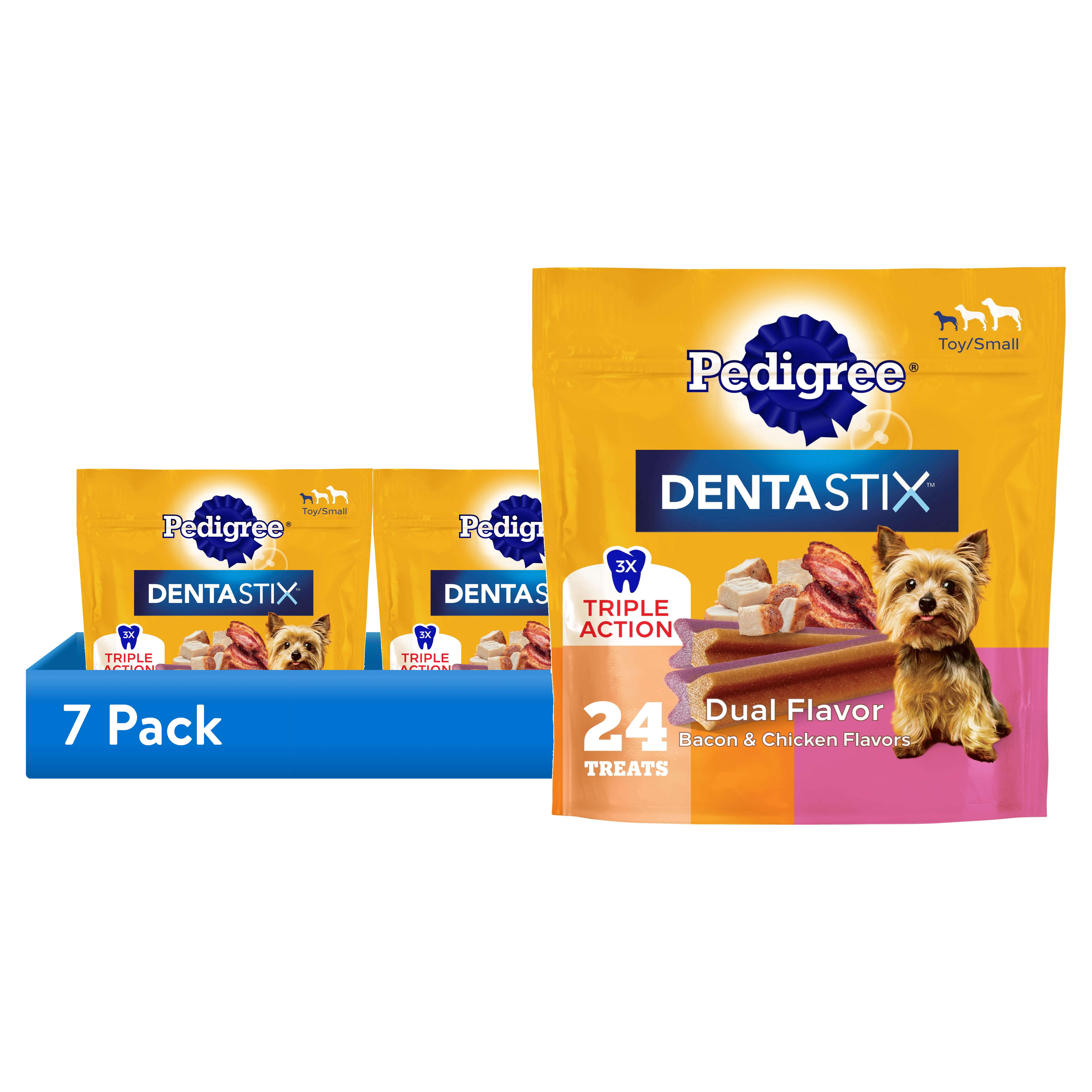 (7 pack) Pedigree Dentastix Dental Chews for Dogs, Small and Toy Breed, Bacon & Chicken Flavors, 5 oz. Bag