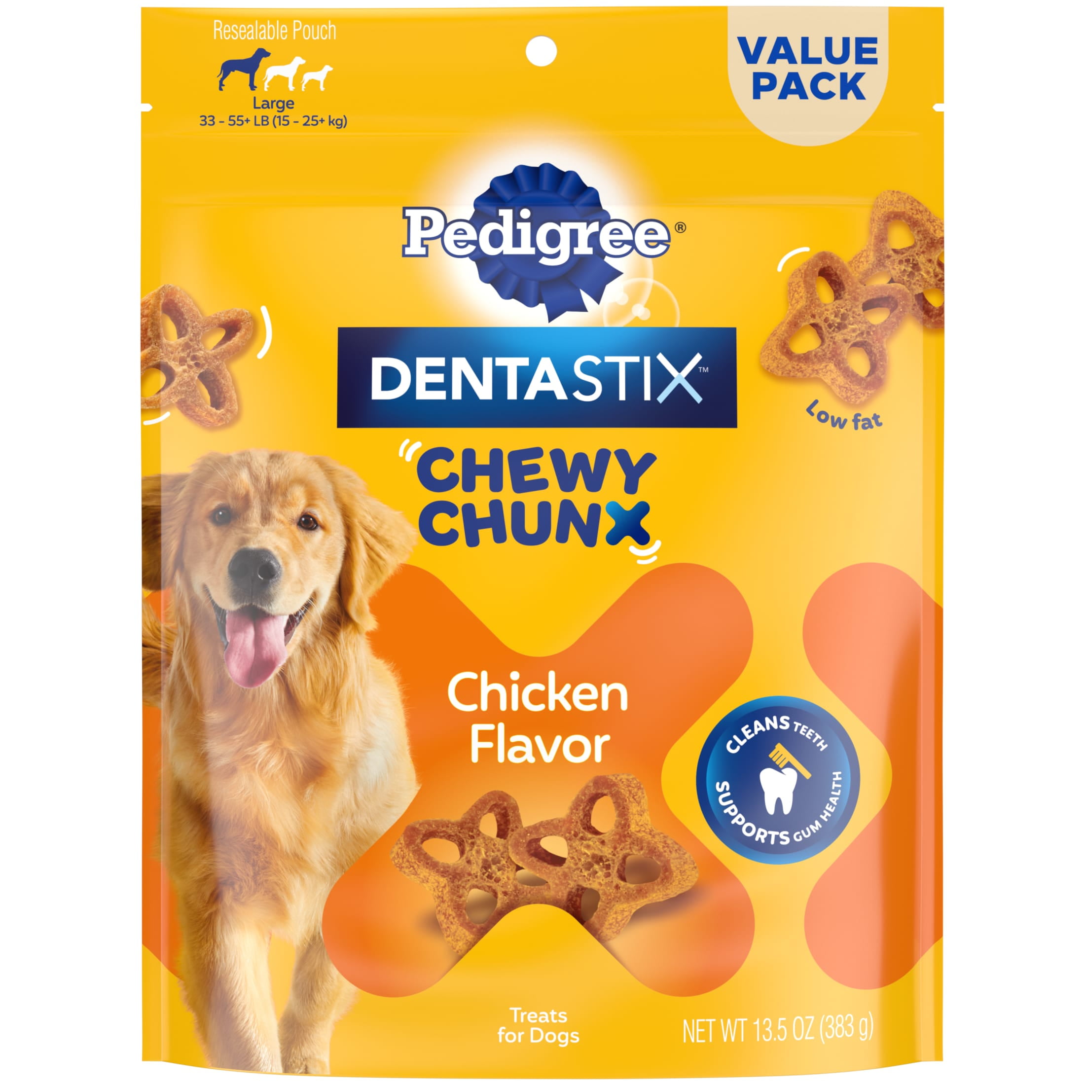 Pedigree Dentastix Chewy Chunx Large Dog Dental Treats Chicken Flavor, 13.5 Oz. Bag