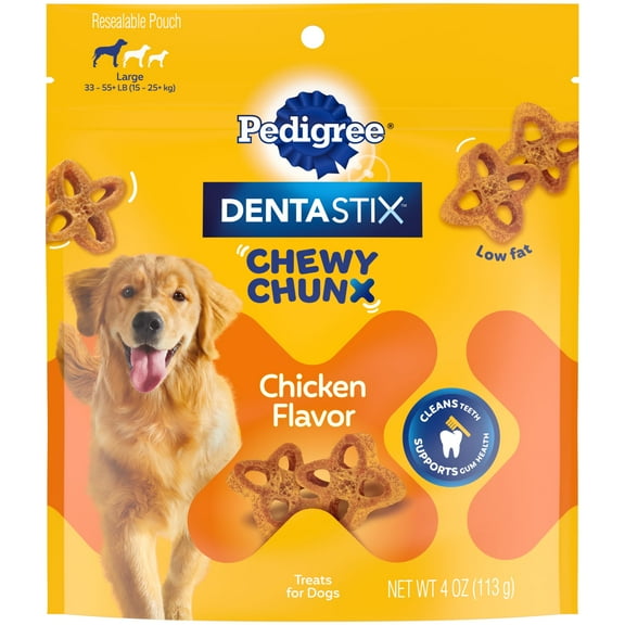Pedigree Dentastix Chewy Chunx Large Dog Dental Treats Chicken Flavor, 4 Oz. Bag