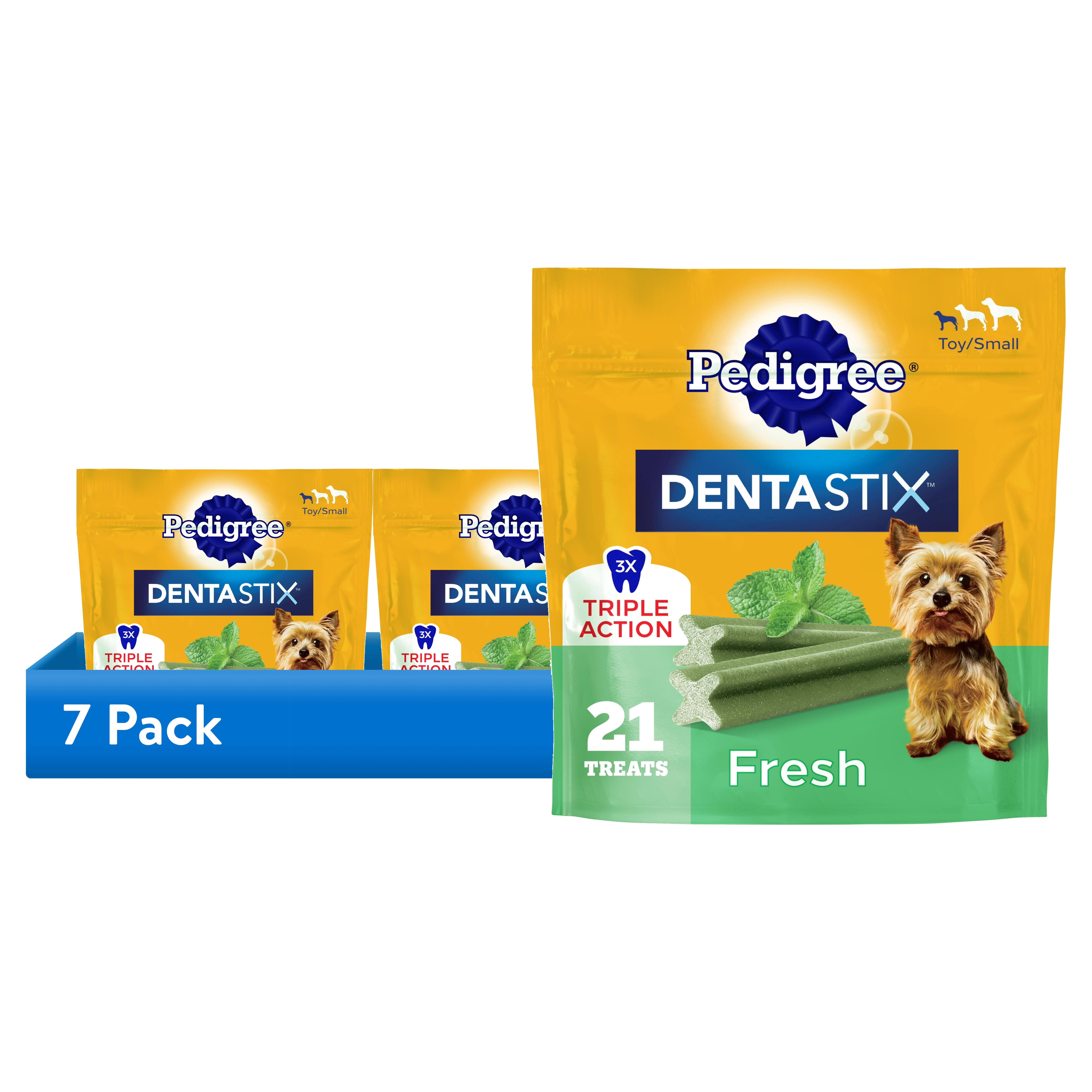 (7 pack) Pedigree Dentastix Dental Care Treats for Toy and Small Breed Dogs, Fresh Flavor, 5.08 oz Pack