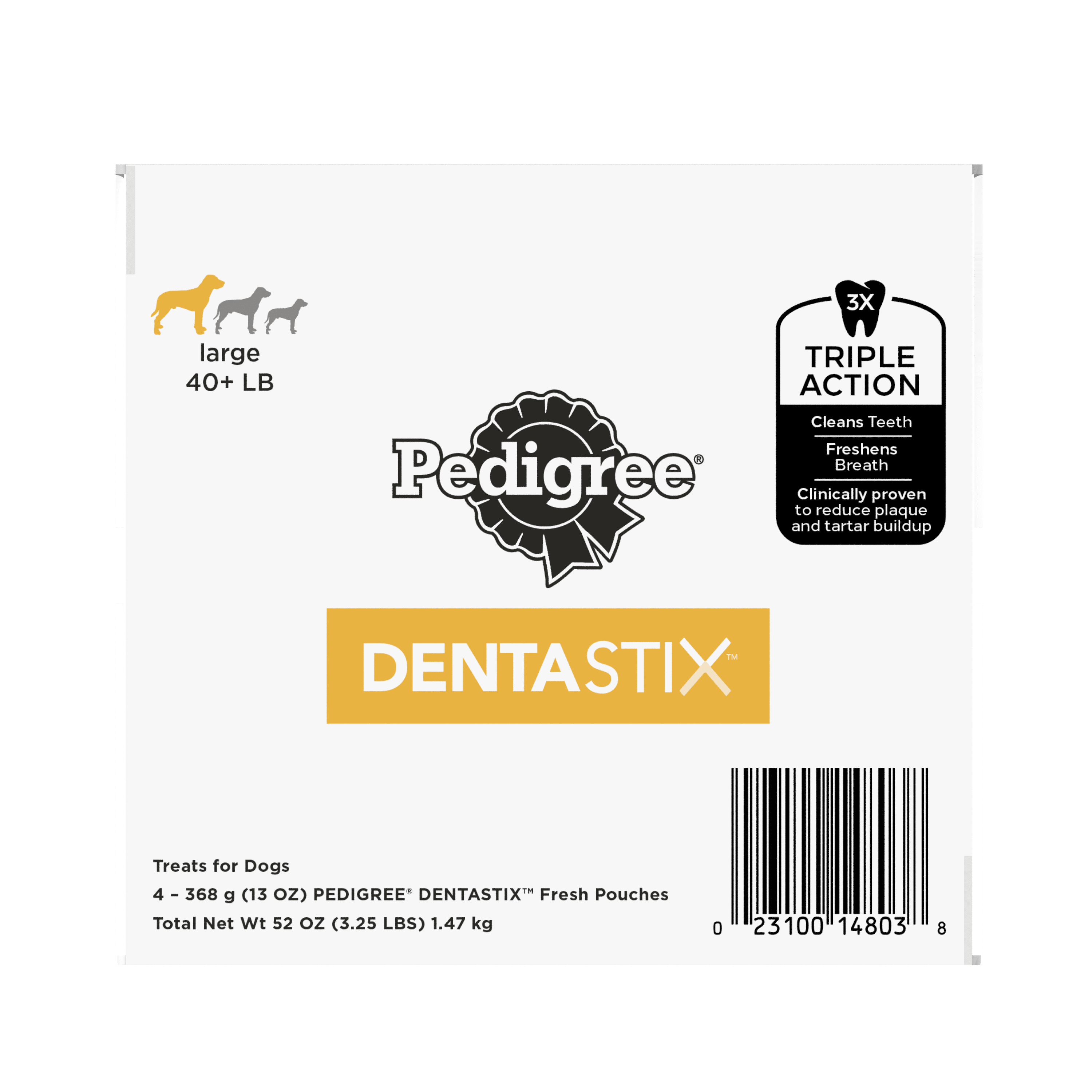Pedigree Dentastix Dog Dental Treats, Fresh Flavor, Large Breed Dog Treats, 13 oz. Bag