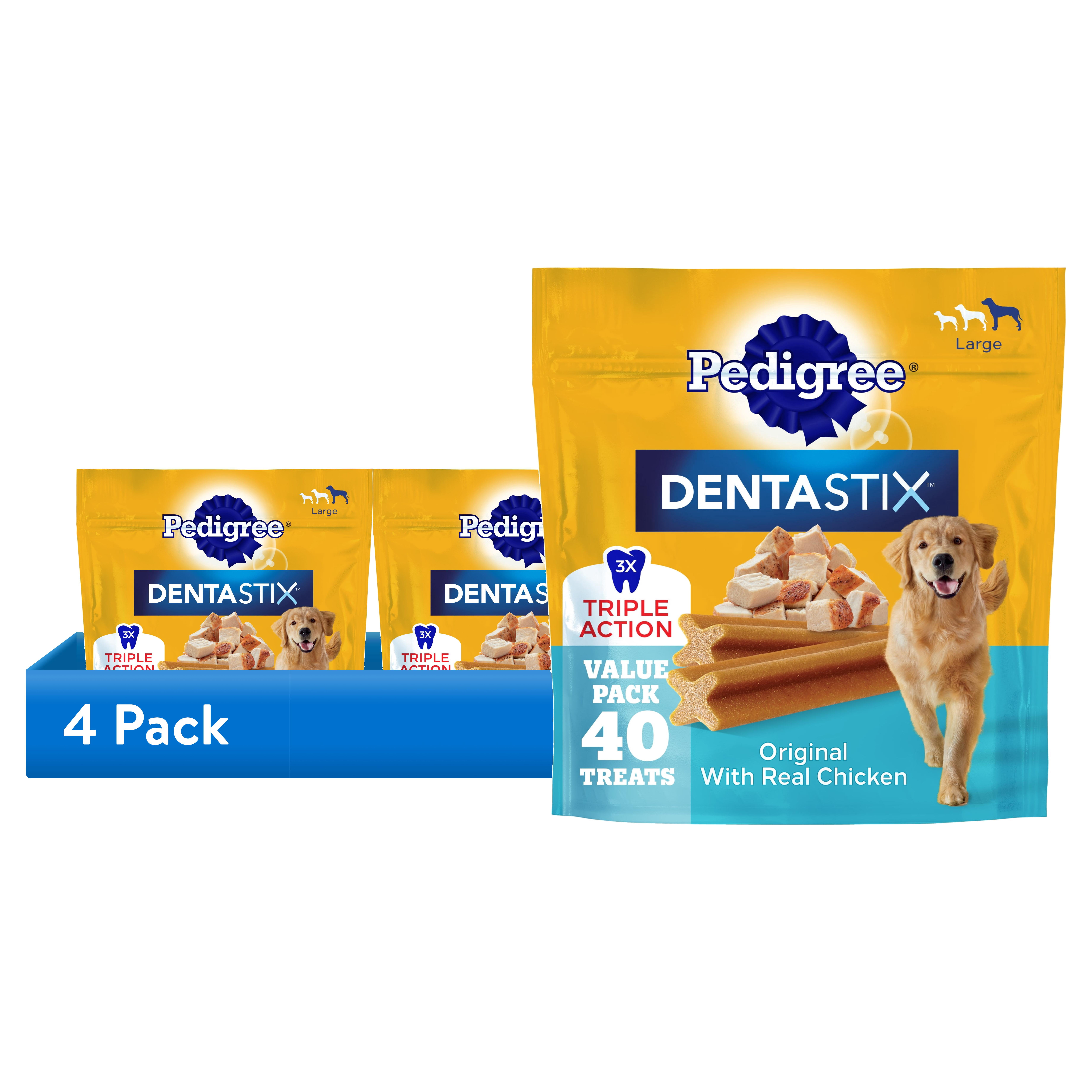 (4 pack) Pedigree Dentastix Original Flavor Large Breed Dog Treats 2.08 lb Bag