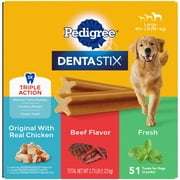 Pedigree Dentastix Large Breed, Original, Beef Flavor & Fresh, 2.73 Lb. Variety Pack
