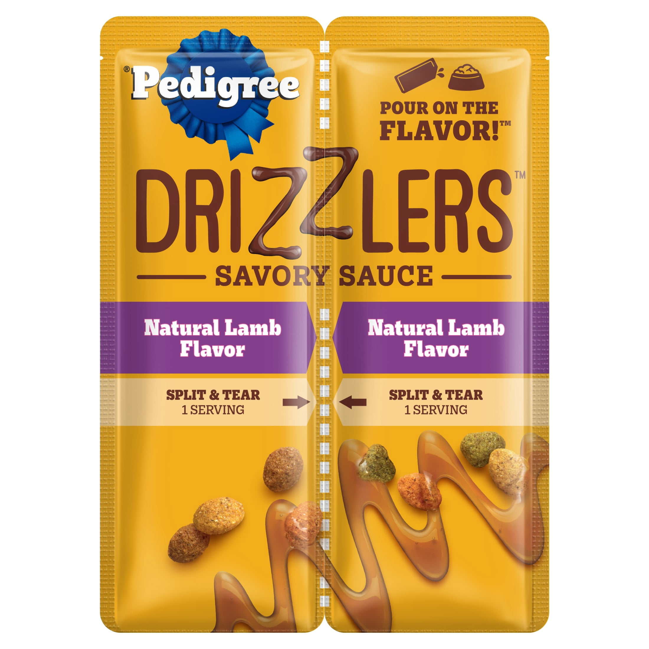 Pedigree Drizzlers Natural Lamb Flavor Savory Sauce Wet Dog, 2.1 oz Twin Pouch