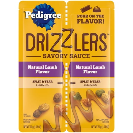 Pedigree Drizzlers Natural Lamb Flavor Savory Sauce Wet Dog, 2.1 Oz Twin Pouch