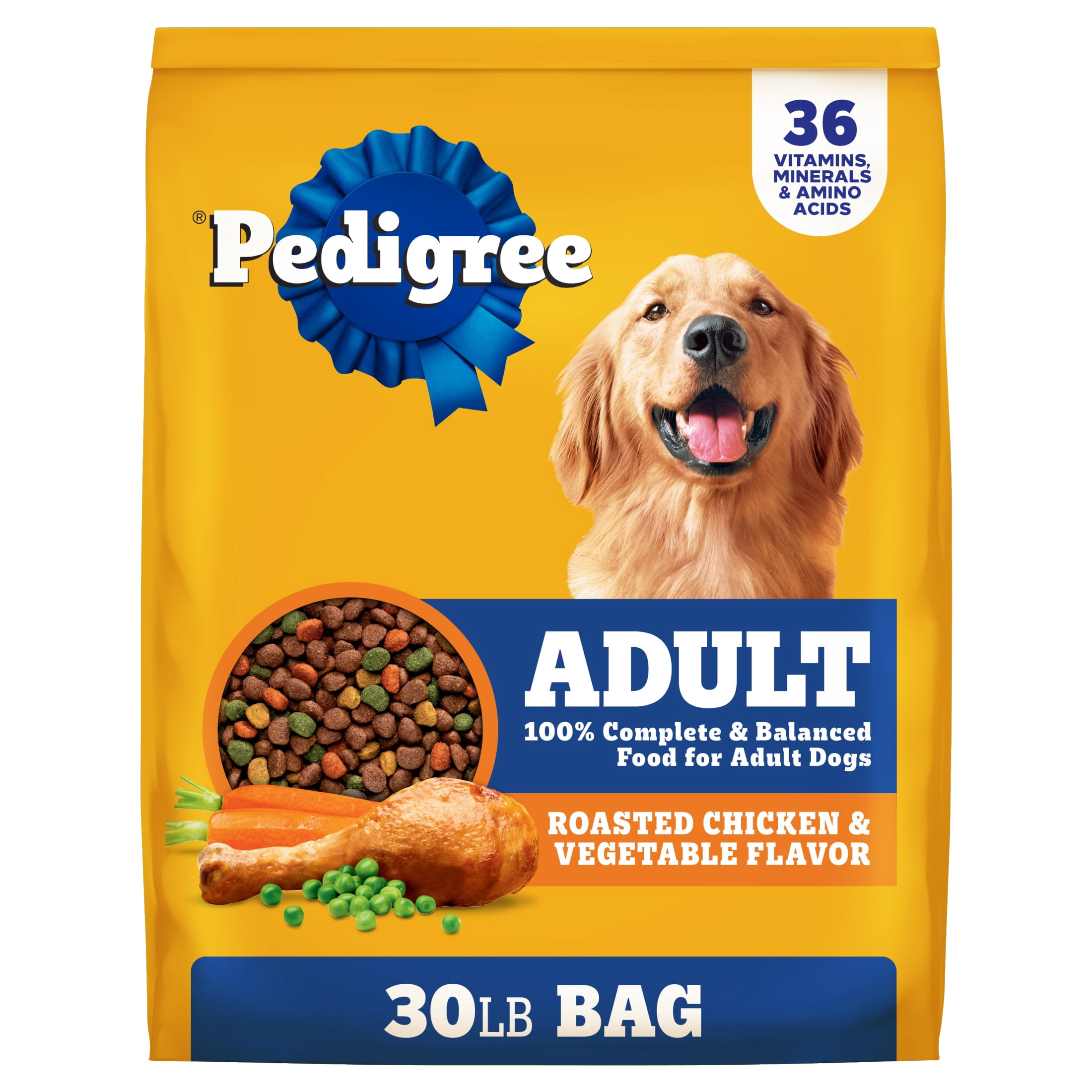 Pedigree Adult Dry Dog Food, Complete Nutrition, Roasted Chicken & Vegetable Flavor, 30 lb. Bag