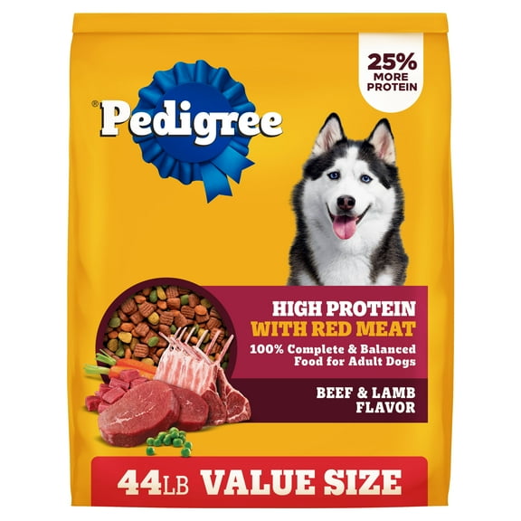 Pedigree High Protein Adult Dry Dog Food, Beef and Lamb Flavor, 44 lb. Bag