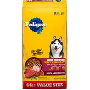 Pedigree High Protein Adult Dry Dog Food Beef And Lamb Flavor Dog Kibble, 44 Lb