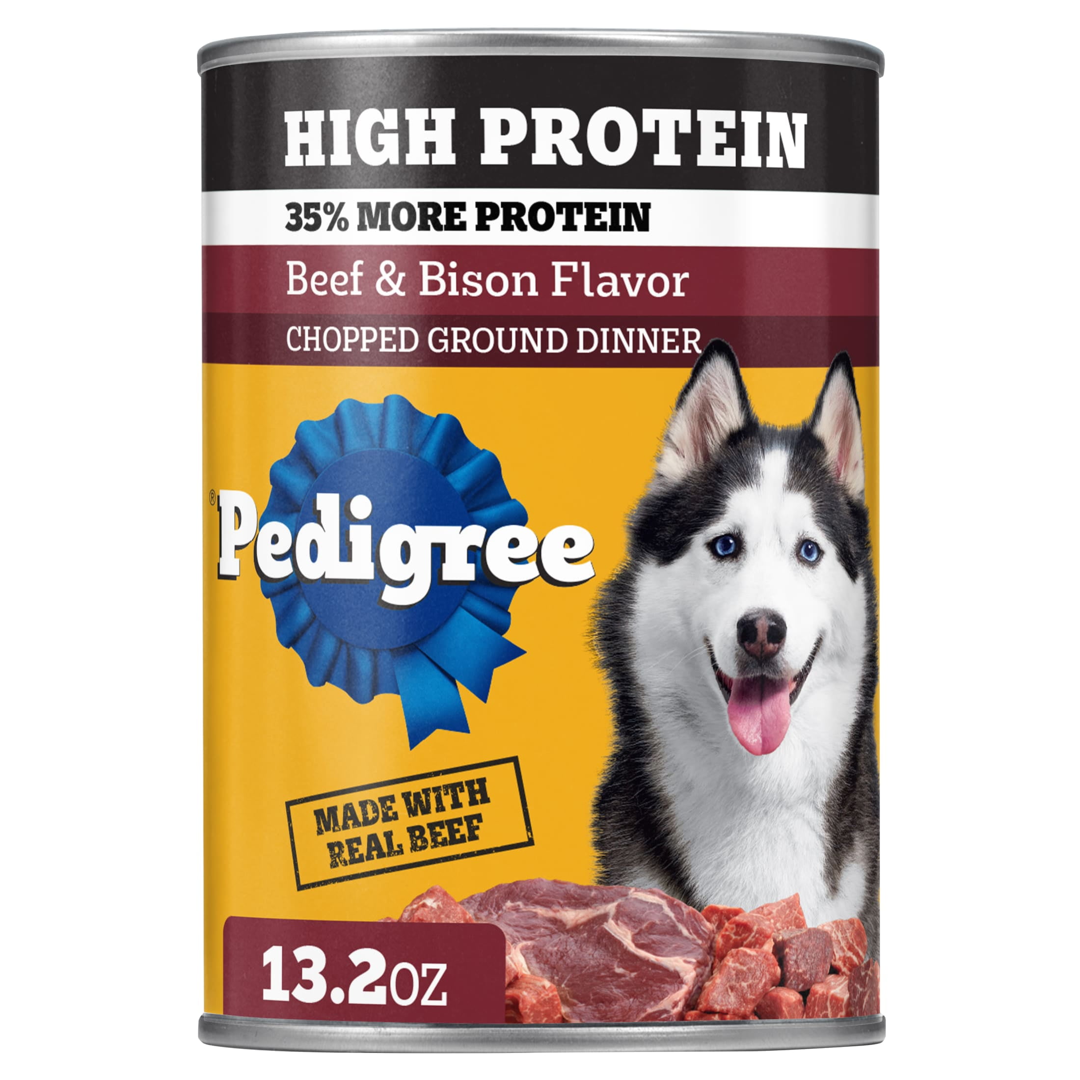Pedigree High Protein Beef & Bison Flavor Adult Soft Wet Dog Food, (12) 13.2 oz Cans