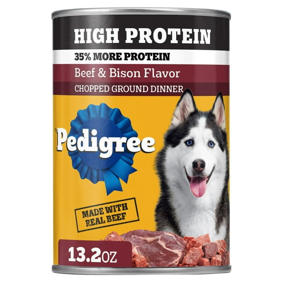 Pedigree High Protein Beef & Bison Flavor Adult Soft Wet Dog Food, (12) 13.2 oz Cans