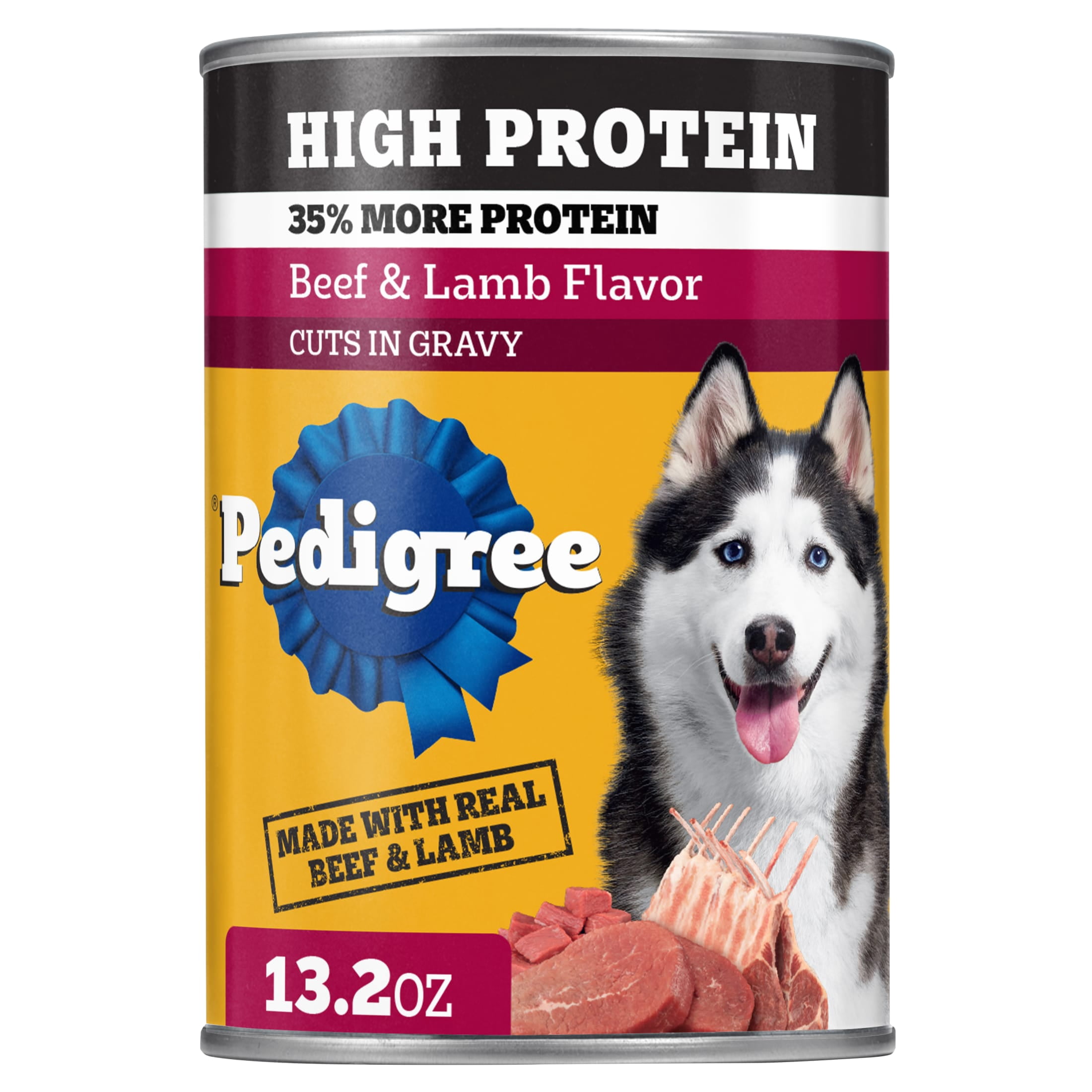Pedigree High Protein Beef & Lamb flavor In Gravy Adult Soft Wet Dog Food, (12) 13.2 oz Cans