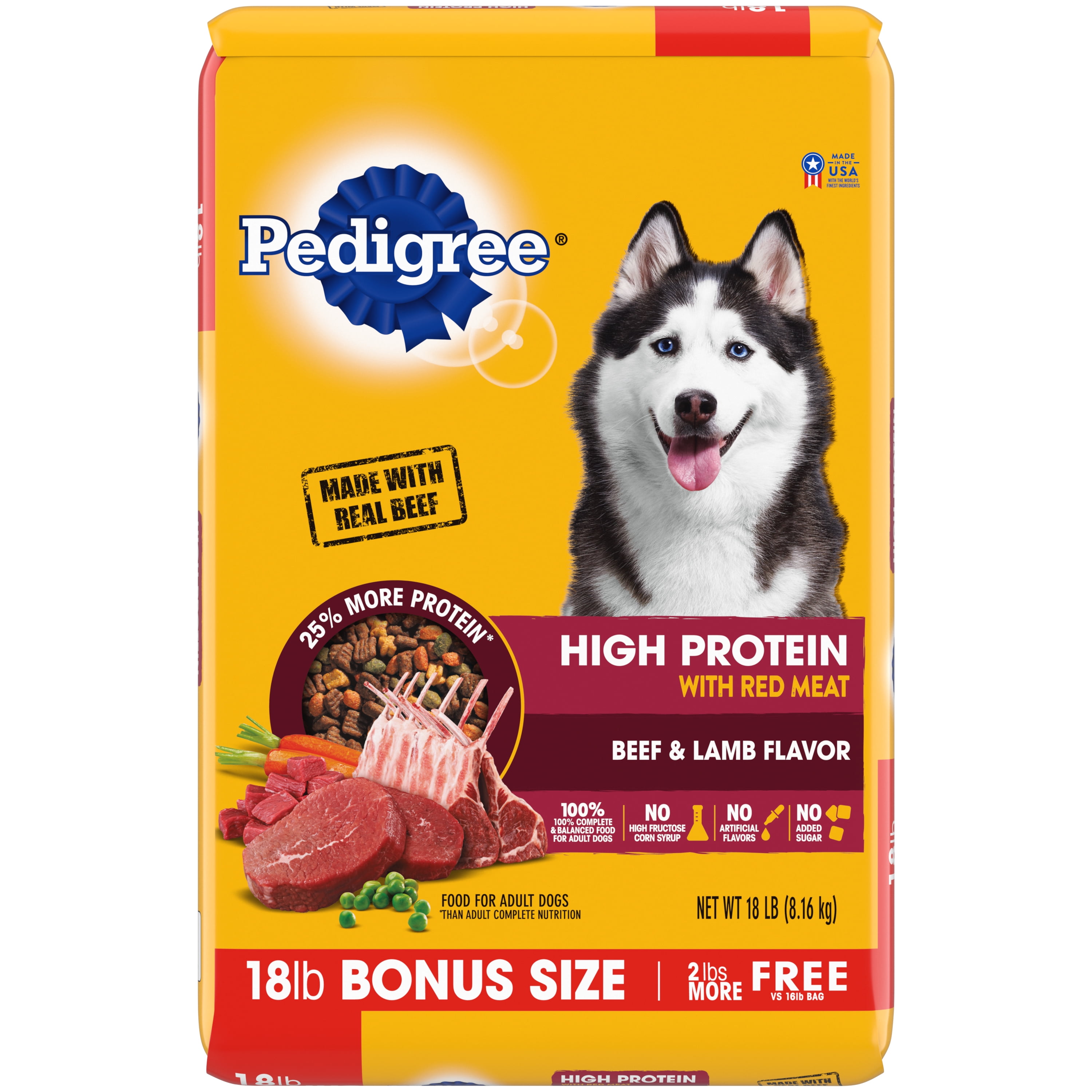 PEDIGREE High Protein Beef Lamb Dog Food 18 lb. Bag in Bahrain at BHD 16 Rating 5