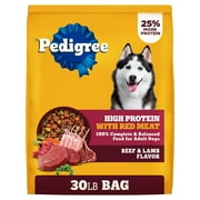 Pedigree High Protein Adult Dry Dog Food, Beef and Lamb Flavor, 30 lb. Bag