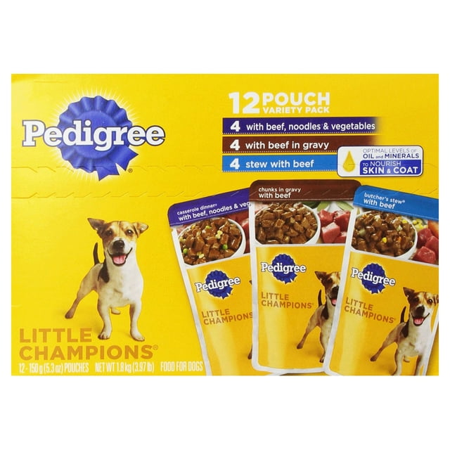 Pedigree Little Champions Pouch Variety Pack Dog Food, Pack Of 12