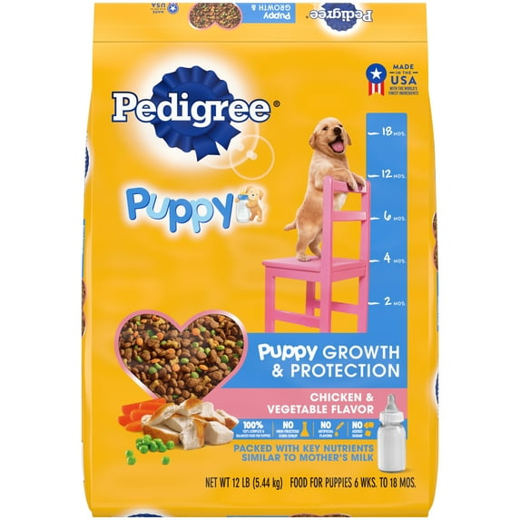 Pedigree New Puppy Food with Chicken & Vegetable Flavor, 12lb, Bag