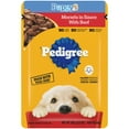 thumbnail image 1 of Pedigree Puppy Food Morsels in Sauce, Wet Dog Food Pouches, Beef Flavor, 3.5 oz. Pouches, 1 of 12