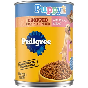 Pedigree Chopped Ground Dinner Puppy Canned Wet Dog Food With Chicken & Beef, 13.2 Oz. Can