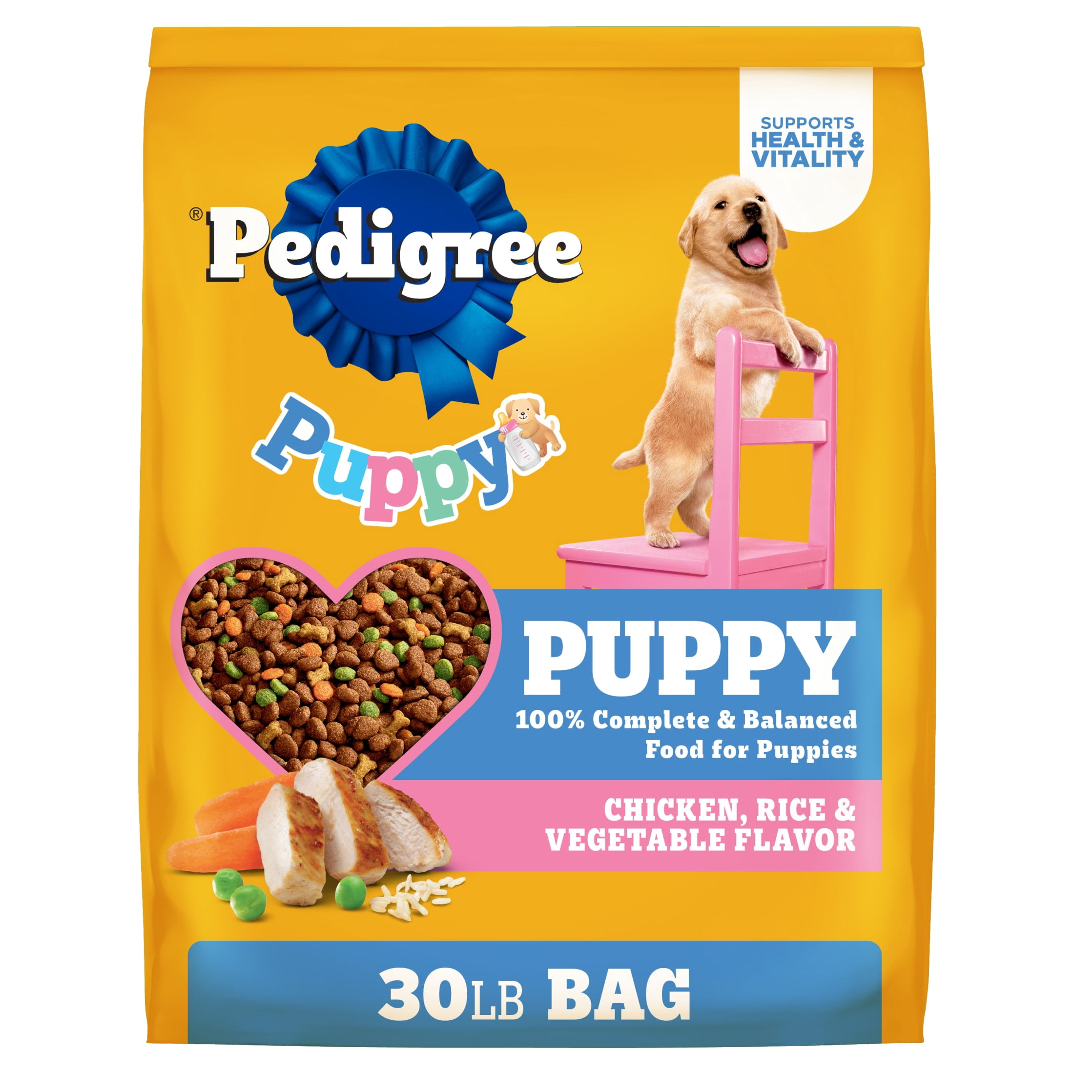 Pedigree Puppy Growth And Protection Chicken And Vegetable Dry Dog Food For Puppies, 30 Lb Bag