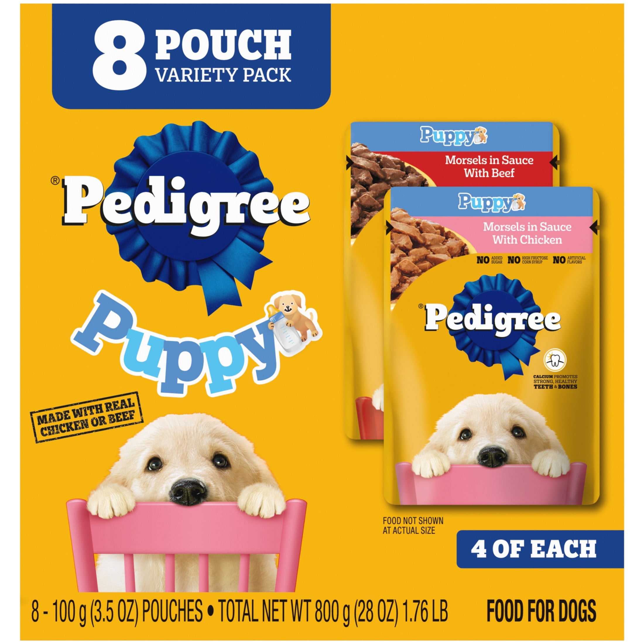 Walmart Deal of Pedigree Puppy Soft Wet Dog Food Variety Pack, 3.5 oz Pouches (8 Pack)