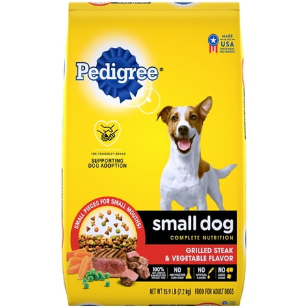 Pedigree Small Dog Adult Complete Nutrition Grilled Steak and Vegetable Flavor Dry Dog Food 15.9 Pounds