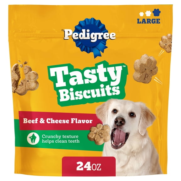 Pedigree Large Tasty Biscuits Dog Treats, Beef & Cheese Flavor, 24-oz Bag