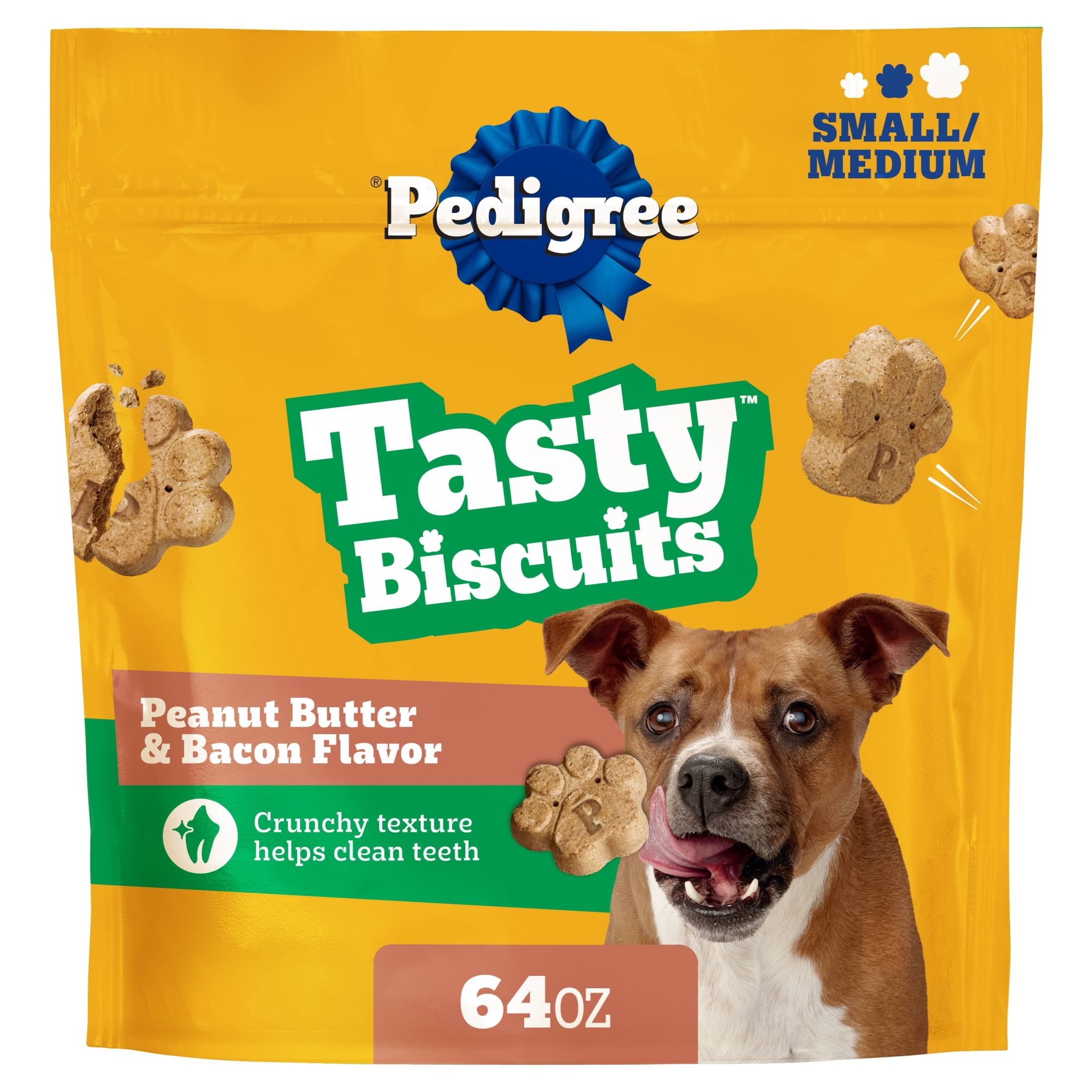 Pedigree Small Tasty Biscuits Dog Treats, Peanut Butter & Bacon Flavor, 64-oz Bag
