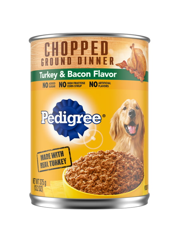 Pedigree Turkey & Bacon Chopped Ground Dinner Adult Wet Dog Food, 13.2 Oz Can