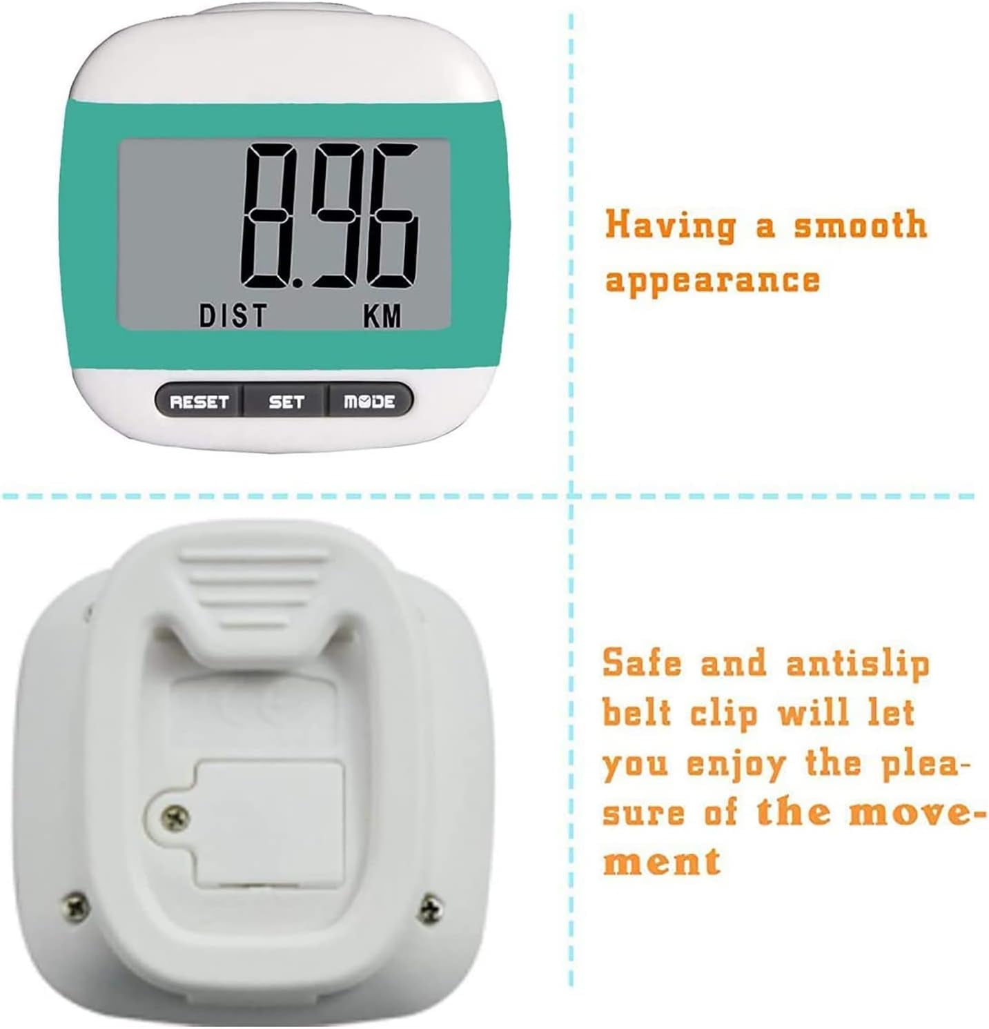 Pedometer Clip - Simple Fitness Tracker for Step, Distance, and ...